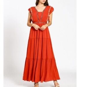 See U Soon maxi terracotta dress sleeveless tiered size S